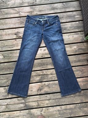 Vintage American Eagle Women's Dark Blue Bootcut Jeans Size 8